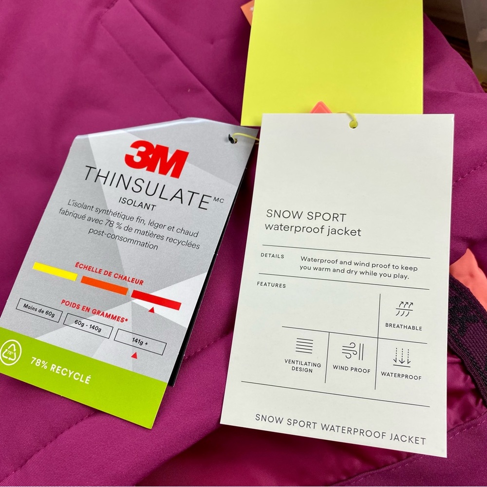 NWT All in Motion Snow Sport Jacket 3M Thinsulate Warm Winter Coat Waterproof - Picture 7 of 10